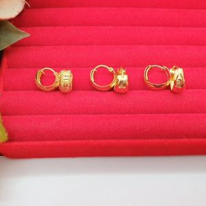 ต่างหูห่วงทองตัดลาย แบบห่วง ไม่ลอกไม่ดำ ใส่อาบน้ำได้ สำหรับใส่ออกงาน เสริมบารมี