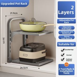 XUNHUAI | Kitchen Multifunctional Carbon Steel Shelf Pot Rack