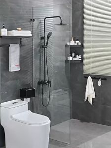 [OKLIFE. SG]Bathroom Storage Folding Towel Rack Bathroom Accessories/Black Toilet Rack