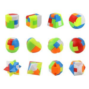 Luban Lock Decompression Lock 18 Styles Multiple Fruit Shapes Puzzle Splicing Rubiks Cube Student Disassembly and Assembly Toys Puzzle Science Puzzle Toys