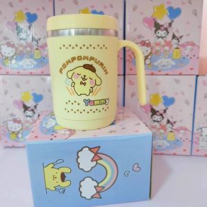 Cute Cartoon Handle Stainless Steel Portable Insulated Cup 304 Inner Lid Water Mug Childrens Cup Pink Girl Heart Style