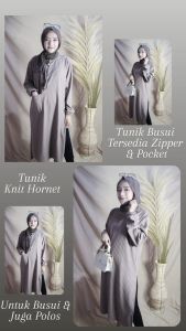 LONG TUNIK KNIT HORNET WANITA STANDAR LD 105-110 CM TUNIK WANITA BELAH SAMPING
