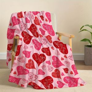 VIKAMA Ngày Lễ Tình Nhân Thảm Họa Tiết Tình Yêu Mềm Mại Thân Thiện Với Làn Da Ấm Áp Sofa Chăn Khăn Choàng Du Lịch Không Dệt 100% Polyester