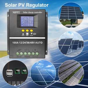 [Vodool Home Mall] 100A MPPT Solar Charge Controllers Solar PV Regulator Portable for Solar Panel 12V 24V 36V 48V Auto Solar Charge Controller