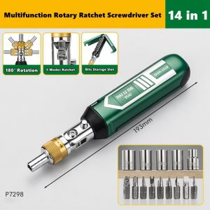 14 in 1 Multi-Function Rotary Ratchet Screwdriver Torx Phillips Magnetic Screw Driver Bits Motor Repair Tool Screwdriver Bit Set