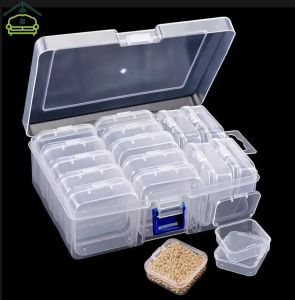 กล่องบรรจุภัณฑ์ดีไอวายพลาสติกแบบโปร่งใสใหม่มีหลายช่องกล่องกล่องเก็บเครื่องประดับลูกปัดเก็บของความจุขนาดใหญ่