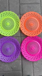 Piring Plastik Rotan Motif Bunga Aesthetics Estetik Hajatan Prasmanan Makanan Buah Serbaguna