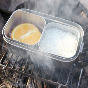Outdoor Lightweight Lunch Box Liner Multi-Functional Aluminum Small Square Box Camping Picnic Separation Box Open Fire Heating