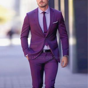 CasualMens Slim Fit 2Piece Suit Notch Lapel Single Breasted Blazer with Pants Wedding Groom Tuxedo Business Prom Male Clothing