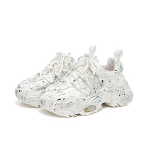 รองเท้าพ่อหนา VITTORIO VENTURA รองเท้าลำลองสำหรับผู้หญิง ทรงหัวมน ส้นสูงปานกลาง พื้นยาง วัสดุด้านในเป็นหนังแกะ รองเท้าลำลอง