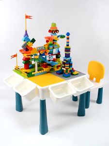 Bàn Lego 110 chi tiết có ngăn kéo kèm ghế cho bé lắp ráp lego (đồ chơi phát triển tư duy)