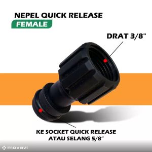 Sambungan Nepel Drat Female 3/8" 18mm - Pas Cepat Fitting Adapter Water Tap Quick Release - Water Tap Quick Release - Konektor Drat Quick Release Ke Stik Sanchin Dc Sprayer