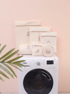 YHOME Kantong Jaring Laundry Baju Kotor Tas Pakaian Celana Mesin Cuci Bra Laundry Bag Cream KHM H862