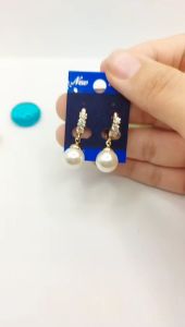 Bông Tai Nữ Phong Cách Hàn Quốc Gắn Ngọc Trai Nhân Tạo Ba Hàng Đá BXP-108- DX-UHA - Tubi Cony - Không Kị Nước - Bảo hành tới 3 tháng - Bao đổi trả trong 07 ngày