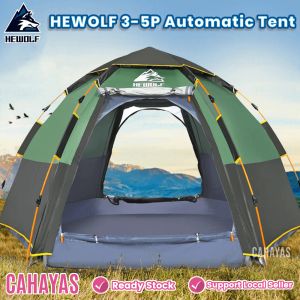 [Msia Ready Stock] Hewolf 3-5P Automatic Quick Open Outdoor Camping Tent Khemah Camping