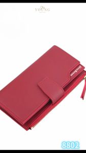 LAZANA #8802 Handbag Purple Three Fold  womens long wallet PU Leather Bag coin compartment Long Zipper