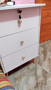 TENDO Dedside Table  Three-layer Drawer with Lock  Bedroom Living Room