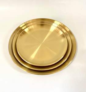 Piring nampan makan saji emas gold ceper bulat