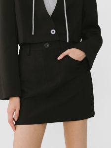 Spring/Summer Thin A-Line Skirt Mini Gray/Black