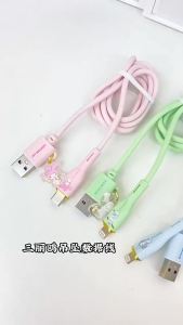 Sanrio Kuromi USB to Type-C & Lightning Fast Charging Cable 1M with Soft PVC SS-663 AQ13