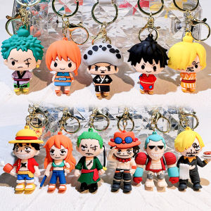 50Styles ONE PIECE Themed Keychain Cute Luffy Roronoa Zoro Silicone Toy Doll Key Chain Backpack Decor Small Gifts for Friends