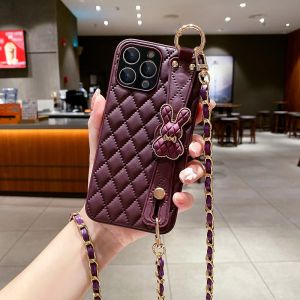 Leather Strap Silicone Protective Case for  13 pro Max Crossbody Womens Style Anti-Fall Full Lens Protection Simple Design