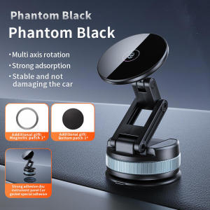 Magnetic Vacuum Suction Car Phone Holder Foldable & Extendable Mount for Windshield/Dashboard Universal Fit for All Smartphones