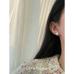 S925 Sterling Silver Pearl Earrings Womens Steamed Bread Beads Earrings Flat Pearl Earrings Flat round 2023 New Arrival Fancy Niche Style