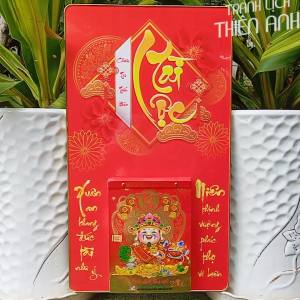 Lịch 2026 TÀI LỘC kích thước: 34x60cm bọc viền vàng kèm bloc 14.5x20.5cm (TL)