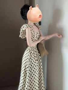 CHANGTONG | Elegant French Style Summer New Long Dress Soft Polka Dot Print High Waist Slim Fit H-Line Midi Dress Unique Fashion Sensation