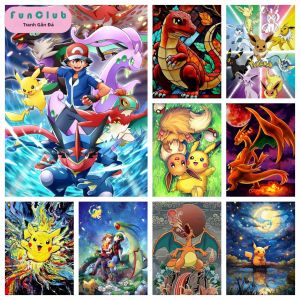 Bộ Tranh Kim Cương Tự Làm Pokemon Pikachu 5D - Mũi Khoan Tròn Đầy Đủ Tranh Thêu Chữ Thập Nghệ Thuật Hoạt Hình Khảm Tròn Thêu Trang Trí Nhà & Quà Tặng Trẻ Em