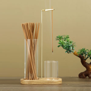 2 in 1 Incense Holder for Sticks Anti-Ash Flying Incense Burne with Glass Ash Catcher and Sticks Organizer for Meditation Yoga