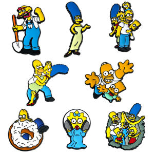 Potdemiel | 8Pcs Q-Version Simpsons Cartoon Broochs Set Featuring Marge Homer J. Simpson Bart Enamel Pins for Backpack Jewelry BirthdayGifts