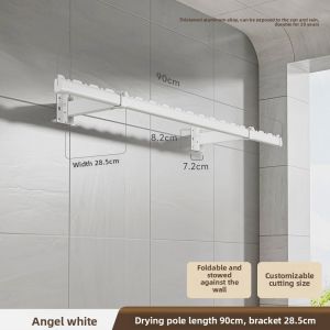 Side Mounted Folding Clothes Drying Rod Wall Mounted Balcony Home Use Aluminum Alloy Clothes Drying Rack Horizontal Fixed