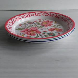 จานถาดเมลามีน 10 นิ้ว(25ซม.)ลายดอกไม้ จานถาดใส่อาหาร ถาดส้มตำ จานอาหารตามสั่ง(ลายใหม่)