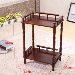 Solid Wood Shelf Movable Flower Stand Sofa Side Table Corner Table Small Coffee Table Living Room Teaware Shelf Simple Small Table