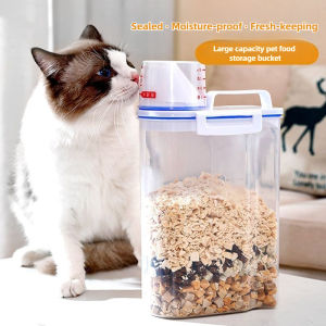 1.5kg/2kg Pet Food Storage Container Cat Food Bin Airtight Moisture Proof Dog Food Bucket Fish Food Container Cat Food Caniste