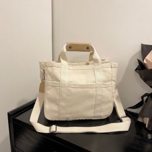Korean Large-Capacity Multi-Compartment Portable Tote Bag Single Shoulder Crossbody Canvas Mommy Bag