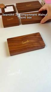 SeamiArt 24 Grids Black Walnut Magnetic Painting Box Travel Case for 1ml Pan Watercolor Subpackage