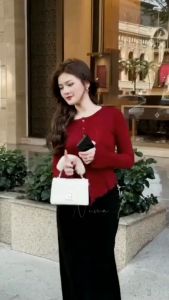 Sét áo thun tay dài vạc bầu thun tăm xịn  kèm chân váy đuôi cá y hình T1502