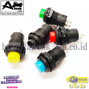 Saklar Bulat Push Button / Tombol Push On / Push On Button Bulat Warna 2Pin / Tombol Switch Bulat Warna 2 Kaki