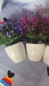 Ornamen Tanaman Bunga Artificial Hiasan Meja Pot Hias Dekorasi Rumah Ukuran 22 x 9 CM