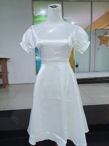 DRESS ANAK TANGGUNG REMAJA SD SMP BAHAN SATIN SUPER TEBAL MIX TILE GLITER LENGAN KARET MIX ORGANDI MEWAH LEHER KOTAK SLETING BELAKANG  WARNA KHUSUS PUTIH LD 75-80 PANJANG 100 EDISI KHUSUS NATAL DAN IMLEK