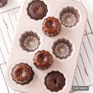 CHEFMADE Cannele Mold Cake Pan 6-Cavity Non-Stick Canele Muffin Bakeware Cupcake Pan Angel Bell Baking Tray WK9864