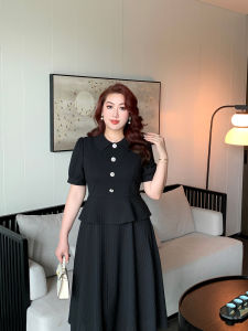 GLEC | Large Size Stylish Retro Vertical Stripe Polo Dress