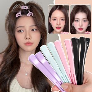 6Pcs Hair Root Fluffy Alloy Hair Clip Candy Color Silver Seamless Makeup Duckbill Clip Bangs Hair Clip Women Girls Hair Accessories