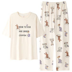 Bộ đồ ngủ nữ MiiOW vải cotton tay ngắn cổ tròn mỏng