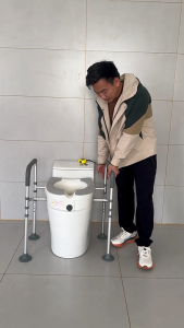 Raised Toilet Seat with Handles 4-Legged Adjustable Toilet Riser for Elderly Disabled Non-Slip Safety Rails Enhanced Stability Toilet Seat Riser