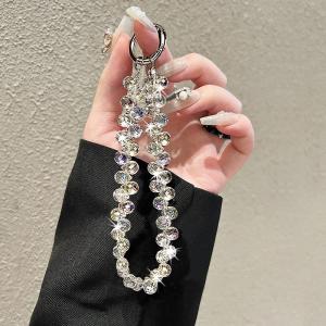Luxurious Crystal Bead Hand Chain Lanyard Key Ring Holder Bag Charm Fashionable Internet Celebrity Mobile Phone Accessory