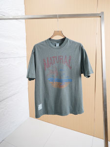 Retro American Washed Short Sleeve T-Shirt Mens Summer Loose Large Size Purple Half Sleeve Body Shirt Youth Trendy round Neck